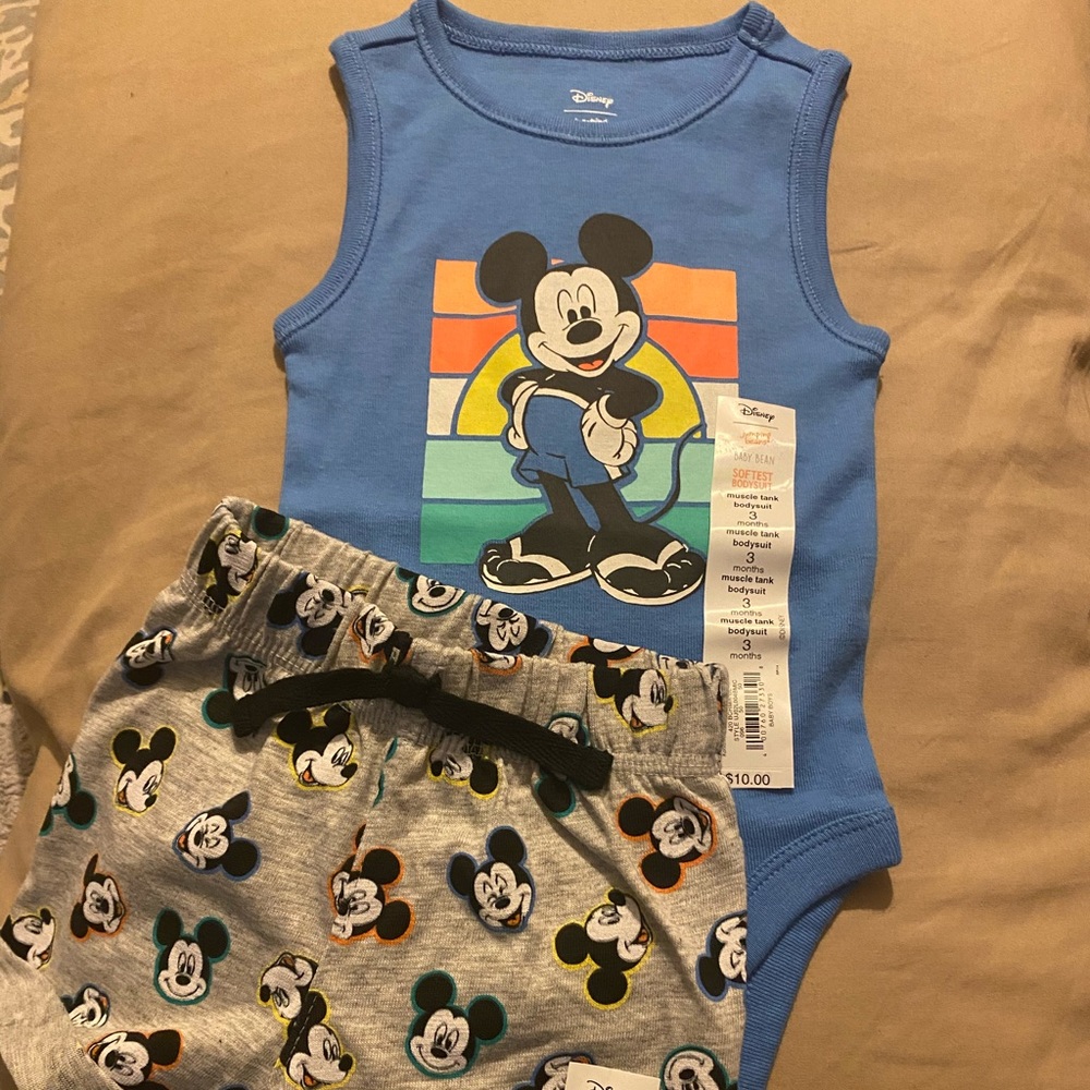 Mickey Mouse muscle body suit and shorts
